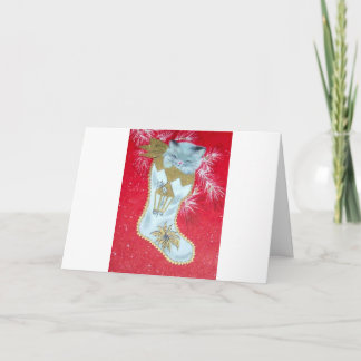 Cartes Pour Fêtes Annuelles Vintage doux milieu du siècle Mod Christmas Kitten