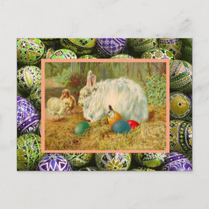 Cartes Pour Fêtes Annuelles Vintage Easter, Rabbits, chicks and eggs