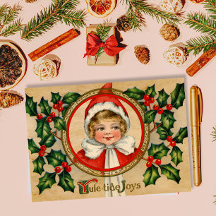 Cartes Pour Fêtes Annuelles Vintage Elf fille Noël Salutation