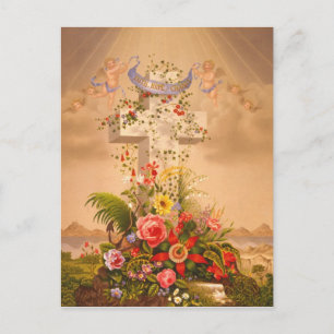 Cartes Pour Fêtes Annuelles Vintage Faith Hope Charity Easter Cross 1875