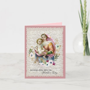 Cartes Pour Fêtes Annuelles Vintage Fête des mères de la Vierge Marie religieu