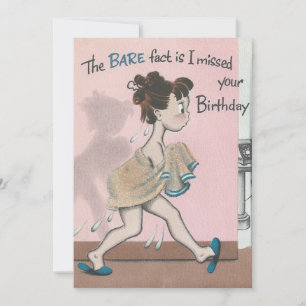 Cartes Pour Fêtes Annuelles Vintage fille d'anniversaire dans serviette