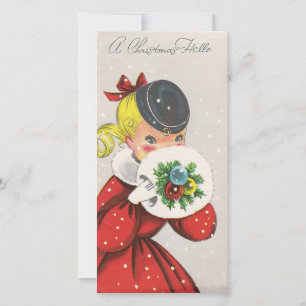 Cartes Pour Fêtes Annuelles Vintage Fille de Noël Bonjour