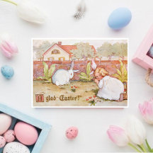 Vintage fille de Pâques et lapin de Pâques