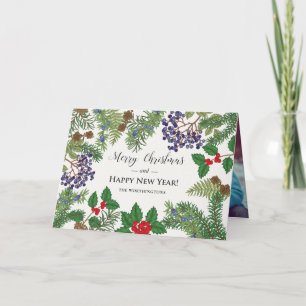 Cartes Pour Fêtes Annuelles Vintage Floral Berry Garland