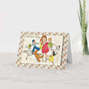 Cartes Pour Fêtes Annuelles Vintage French Christmas, Dancing with dolls