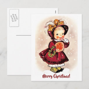 Cartes Pour Fêtes Annuelles Vintage Funny Petite Fille Noël