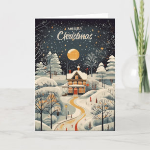 Cartes Pour Fêtes Annuelles Vintage Gouache Stylisé hiver Accueil Noël