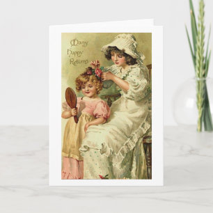 Cartes Pour Fêtes Annuelles Vintage Grande Soeur Petite Soeur