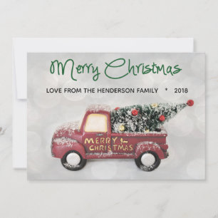 Cartes Pour Fêtes Annuelles Vintage Green 1950's Chevy Joyeux Noël