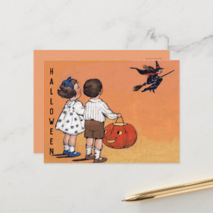 Cartes Pour Fêtes Annuelles Vintage Halloween Enfants Citrouille sorcier