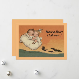 Cartes Pour Fêtes Annuelles Vintage Halloween les enfants volant chauves-souri