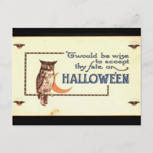 Cartes Pour Fêtes Annuelles Vintage Halloween Owl (Devant)