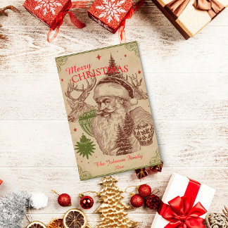 Cartes Pour Fêtes Annuelles Vintage Hand-Drawn Christmas Holiday Card 