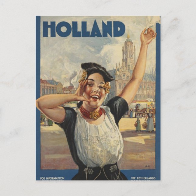 Cartes Pour Fêtes Annuelles Vintage Holland Air Travel (Devant)