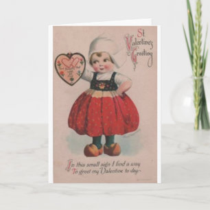 Cartes Pour Fêtes Annuelles Vintage Hollandaise Fille victorienne Saint Valent