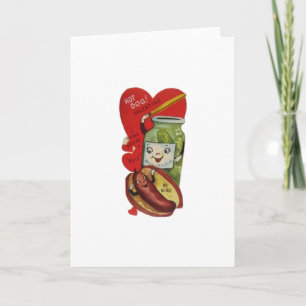 Cartes Pour Fêtes Annuelles Vintage Hot Dog et Pickle Valentine