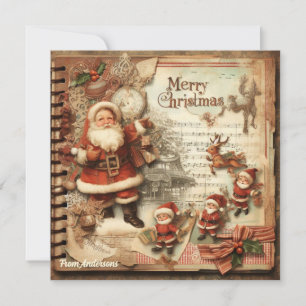 Cartes Pour Fêtes Annuelles Vintage illustration rétro Santa Claus souriant