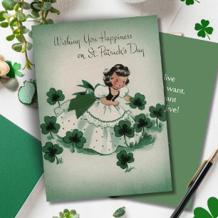 Cartes Pour Fêtes Annuelles Vintage irlandaise fille Custom Retro St. Patrick'