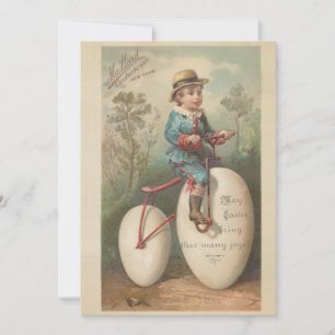 Cartes Pour Fêtes Annuelles Vintage joli oeuf garçon vélo bénédiction de pâque