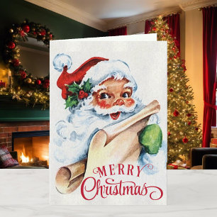 Cartes Pour Fêtes Annuelles Vintage Jolly Père Noël Magie de Noël Personnalisé