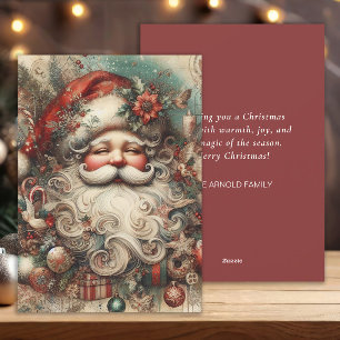 Cartes Pour Fêtes Annuelles Vintage Jolly Santa Claus face présente