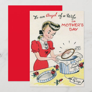 Cartes Pour Fêtes Annuelles Vintage Joyeuse Fête des mères Maman Angel Halo