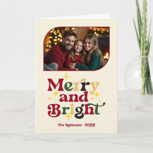 Cartes Pour Fêtes Annuelles Vintage Joyeux et brillant Retro Photo de Noël