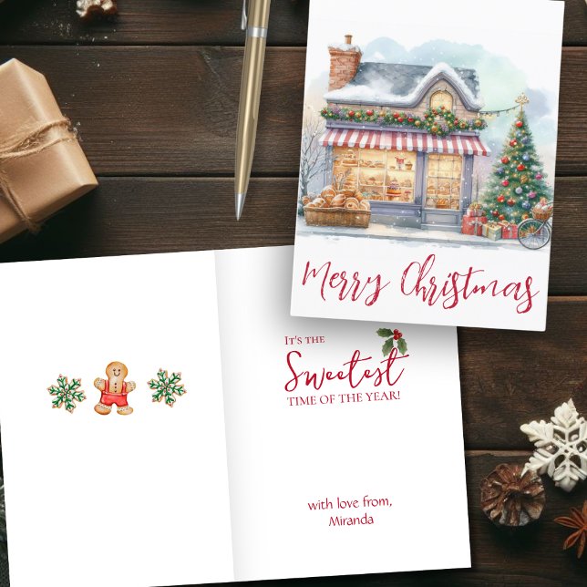 Cartes Pour Fêtes Annuelles Vintage Joyeux Noël aquarelle scène hiver (Créateur téléchargé)