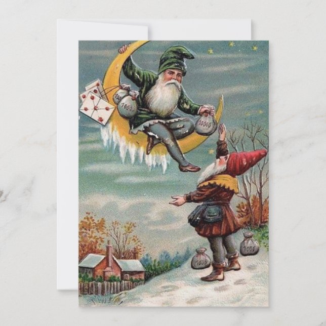 Cartes Pour Fêtes Annuelles Vintage Joyeux Nouvel An Gnomes (Devant)