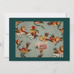 Cartes Pour Fêtes Annuelles Vintage Joyeux Oiseaux de Noël