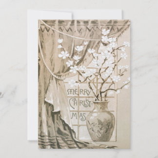 Cartes Pour Fêtes Annuelles Vintage Joyeux Vase de Noël de fleurs 1865-1899