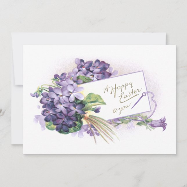 Cartes Pour Fêtes Annuelles Vintage Joyeux Violets de Pâques (Devant)