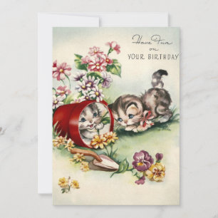 Cartes Pour Fêtes Annuelles Vintage Kitten Amusant À Votre Anniversaire