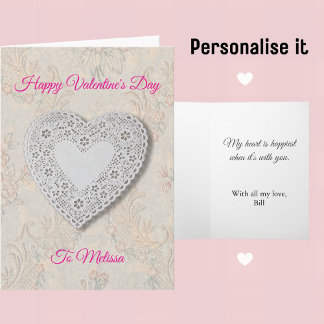Cartes Pour Fêtes Annuelles Vintage Lace Heart And Flowers Valentine