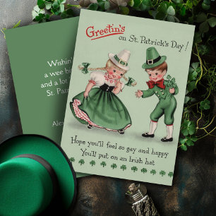Cartes Pour Fêtes Annuelles Vintage Lad & Lass Custom Retro St Patrick's Day