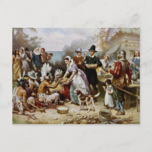 Cartes Pour Fêtes Annuelles Vintage Le Premier Thanksgiving 1621 Jean Ferris