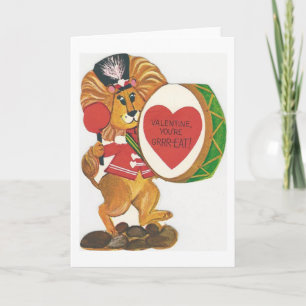 Cartes Pour Fêtes Annuelles Vintage Lion Drummer Valentine