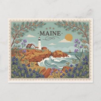 Cartes Pour Fêtes Annuelles Vintage Maine State Trave Coastal Lighthouse
