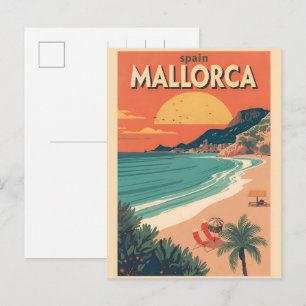Cartes Pour Fêtes Annuelles Vintage Majorque plage Espagne souvenirs de voyage