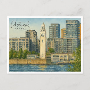 Cartes Pour Fêtes Annuelles Vintage Montréal Skyline   Aquarelle Canada
