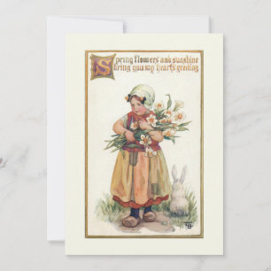 Cartes Pour Fêtes Annuelles Vintage Néerlandaise avec les Jonquils de Printemp