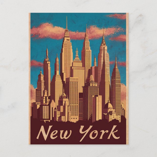Cartes Pour Fêtes Annuelles Vintage new york (Devant)