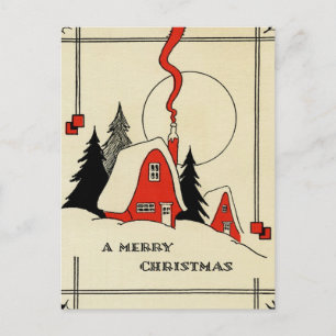 Cartes Pour Fêtes Annuelles Vintage Noël Cabine de neige