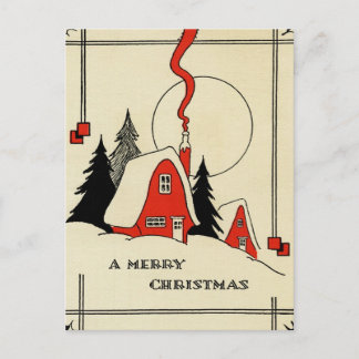 Cartes Pour Fêtes Annuelles Vintage Noël Cabine de neige