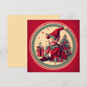 Cartes Pour Fêtes Annuelles Vintage Noël Elf Retro Xmas