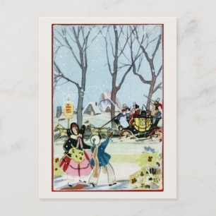 Cartes Pour Fêtes Annuelles Vintage Noël femme chariot
