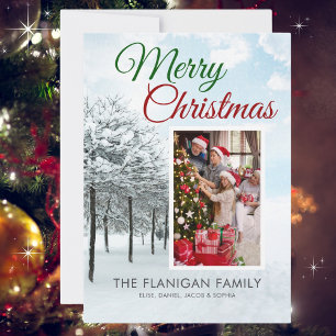 Cartes Pour Fêtes Annuelles Vintage Noël Hiver Famille Photo Noms