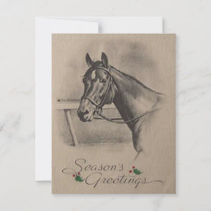 Cartes Pour Fêtes Annuelles Vintage Noël Horse Saison Salutations
