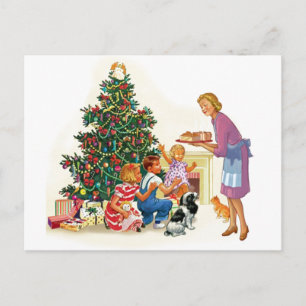 Cartes Pour Fêtes Annuelles Vintage Noël Maman & Enfants